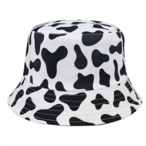 Moti מוצרים רלונטים לתקופה FOXMOTHER New Fashion Reversible Black White Cow Pattern Bucket Hats Fisherman Caps For Women Gorras Summer