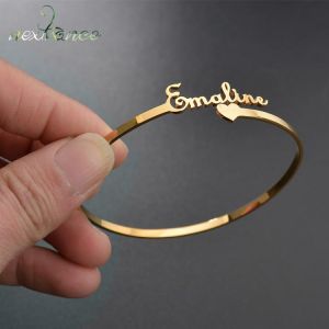 Moti תכשיטים לאשה Nextvance Customized Nameplate Name Bracelet Personalized Custom Cuff Bangles  Women Men Rose Gold Stainless Steel Jewelry