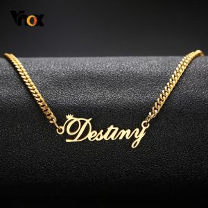 Moti תכשיטים לאשה Vnox Women's Personalize Name Stainless Steel Necklaces for Men Unisex Custom Gifts Jewelry and Gold Tone